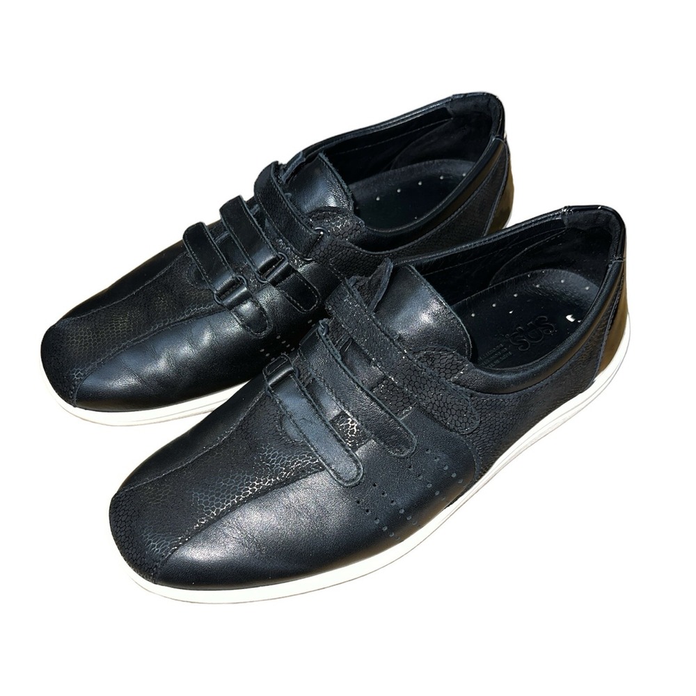 SAS Tour Mesh Walking Shoes Womens 10 Wide Black Leather Snake Print Comfort